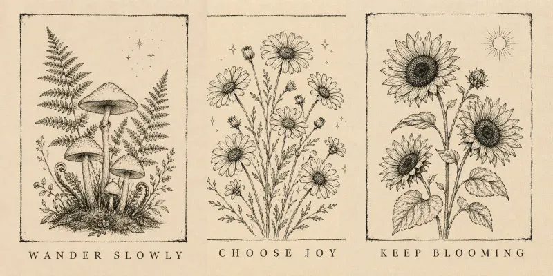 Minimal Botanical Quote Tshirt Art generated by undefined