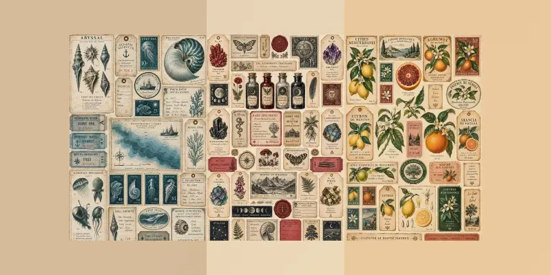 Vintage Junk Journal Ephemera Sheets generated by undefined