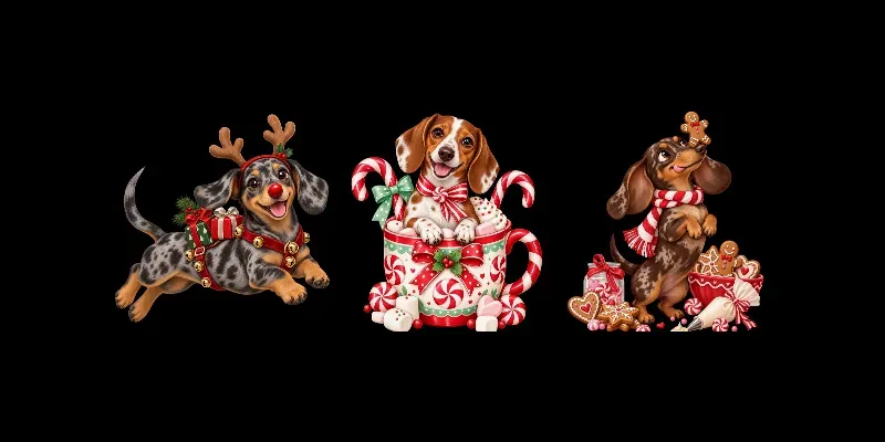 Cute Christmas Dachshund Cliparts generated by undefined