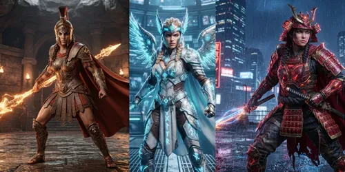 Female Warrior Fighting Games generated by gemini-image
