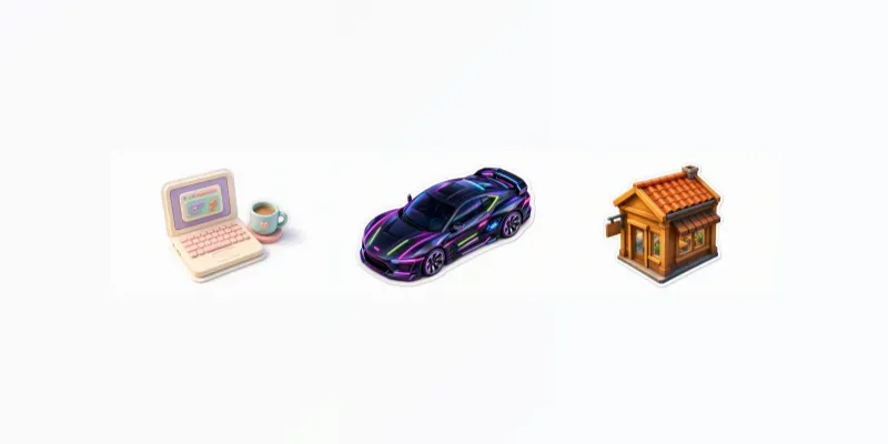 3D Isometric Sticker Icon Generator