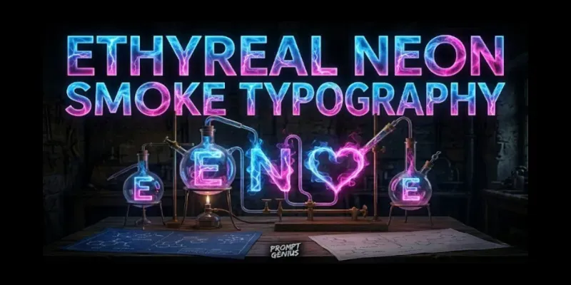 Neon Ethereal Smoke Typography Art generated by undefined