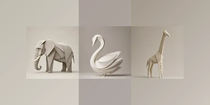 Minimalist Paper Animal Sculptures generated by undefined