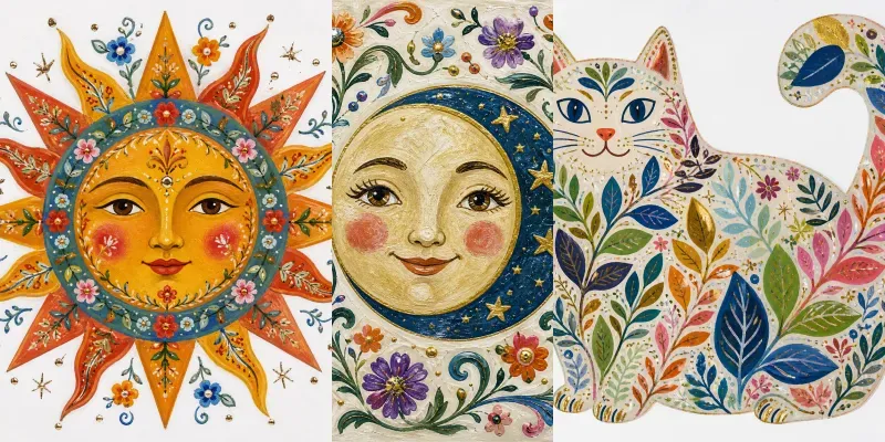 Handcrafted Folk Acrylic Art generated by undefined