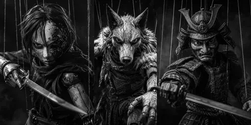 Aggressive Puppet Noir Portraits generated by chatgpt-image