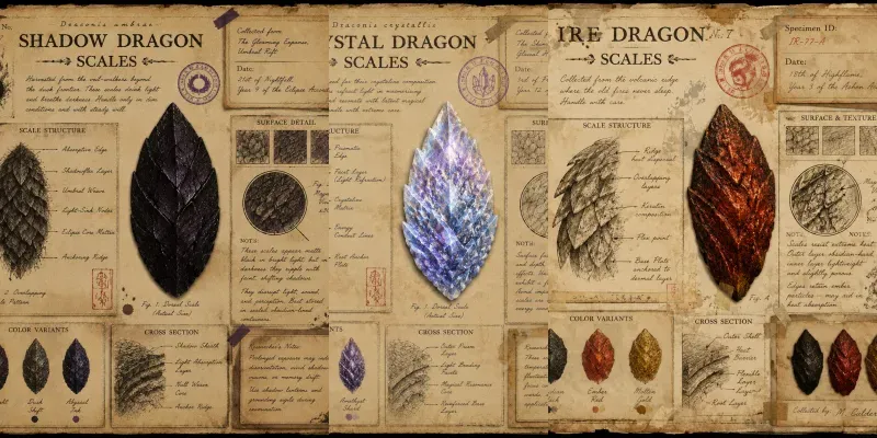 Junk Journal Dragon Scale Ephemera generated by undefined