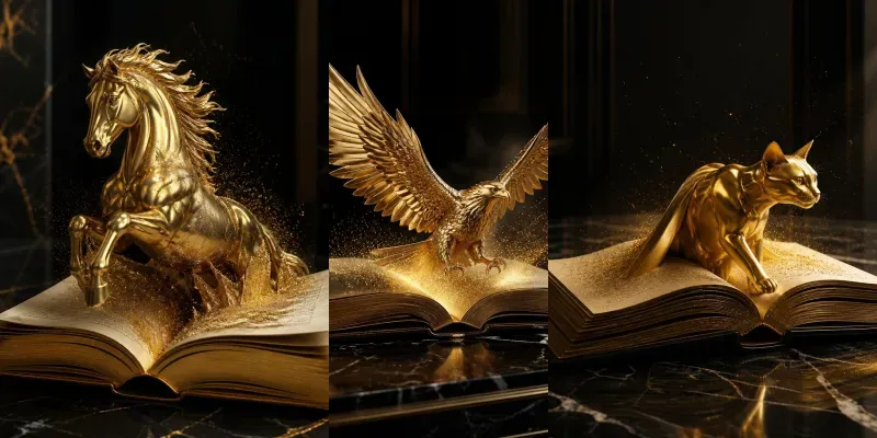 Luxury 3d Gold Animal Pop Up Books generated by undefined