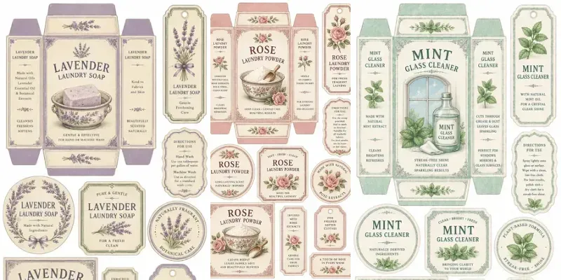 Botanical Cleaning Wrapper Cutouts Sheets generated by undefined