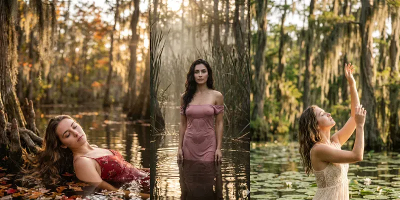 Dreamy Swamp Water Woman Portraits generated by undefined