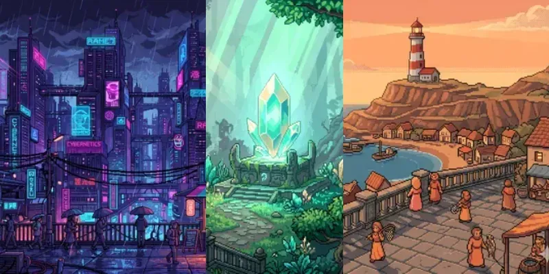 16bit Pixel Art Landscape Wallpapers generated by undefined