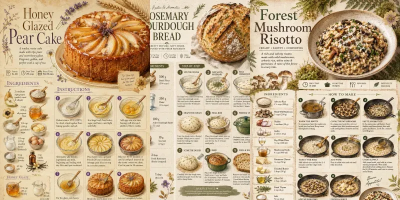 Aesthetic Digital Recipe Cards generated by undefined
