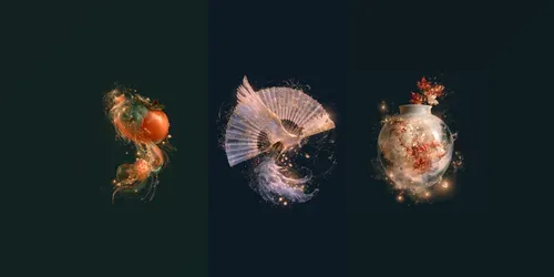 Ethereal Korean Autumn Ornaments generated by midjourney