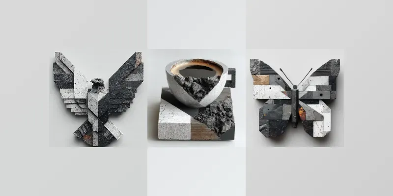 Sculpted Monochrome Faceted Bold Art generated by undefined