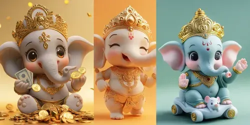 Kawaii Chibi Ganesha Blind Box Figurines generated by midjourney