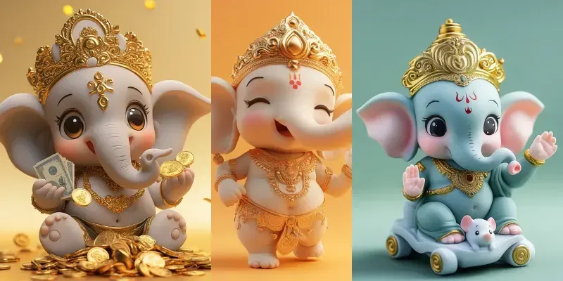 Kawaii Chibi Ganesha Blind Box Figurines generated by undefined