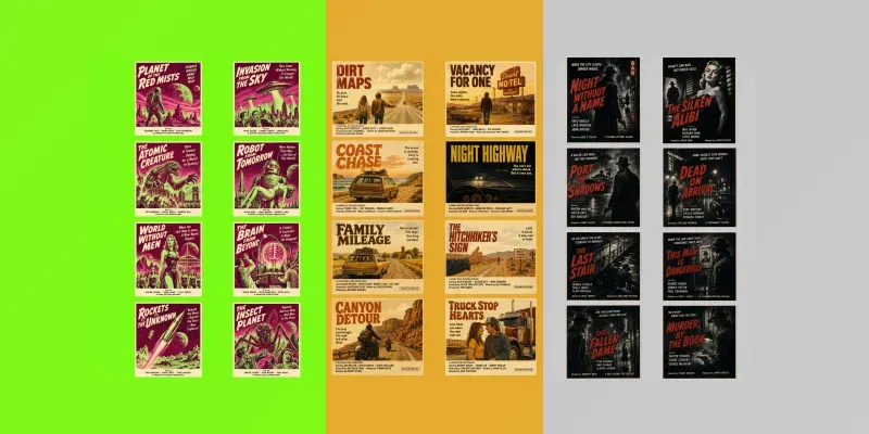 Retro Film Poster Card Cutouts