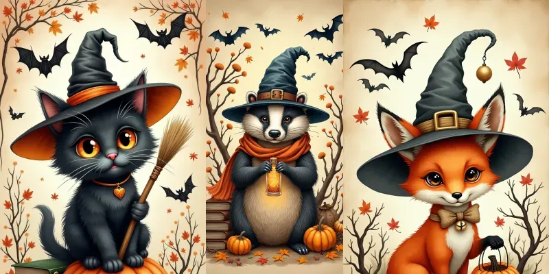 Vintage Halloween Whimsical Art