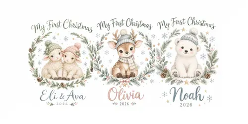 Baby First Christmas Art Prints generated by chatgpt-image