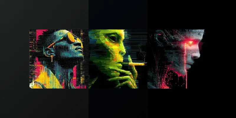 Neon Glitch Vector Profile Art generated by undefined