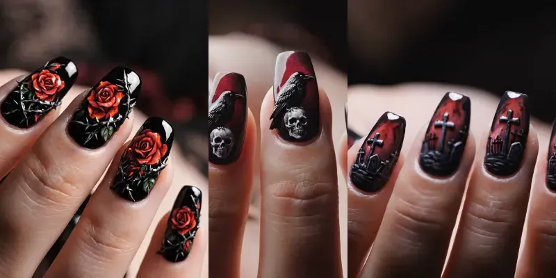 Viral Gothic Scenes On Nail Art generated by undefined