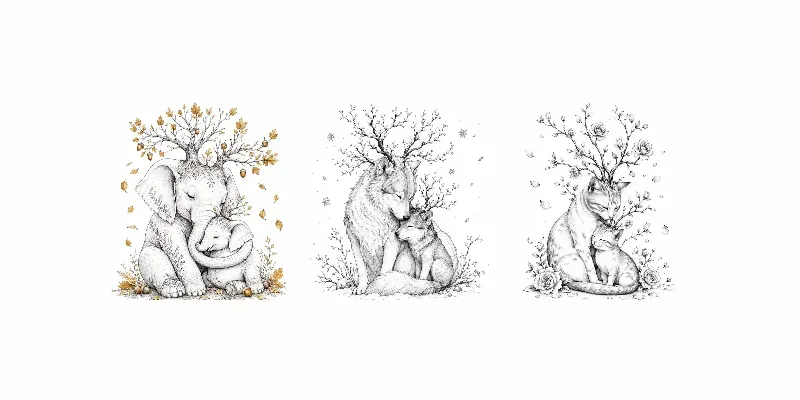 Whimsical Soul Tree Animal Sketches generated by undefined