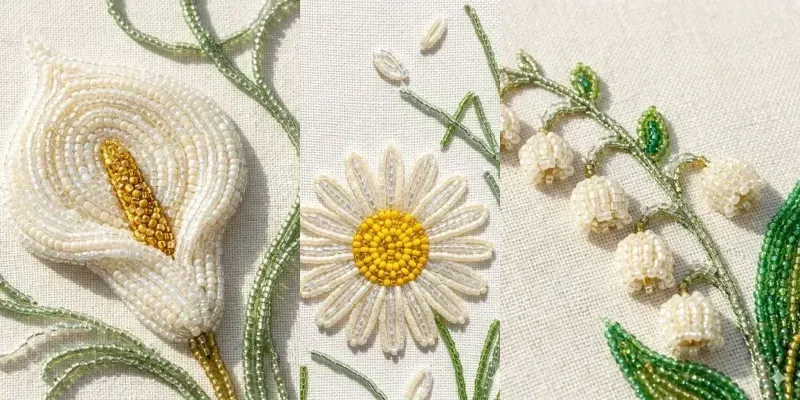 Sunlight Shimmering 3D Beadwork Florals generated by undefined