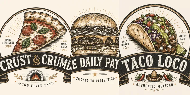 Handdrawn Food Truck Menu Badges generated by undefined