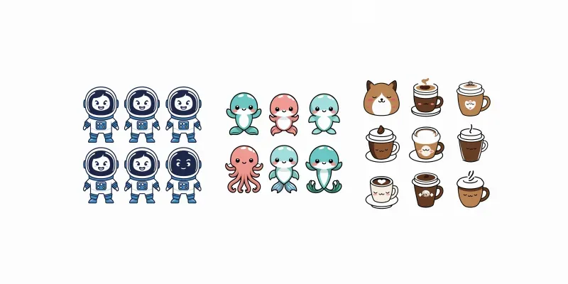 Flat Design Sticker Packs Cute generated by undefined