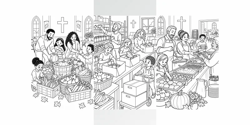 Kids Thanksgiving Service Colorings