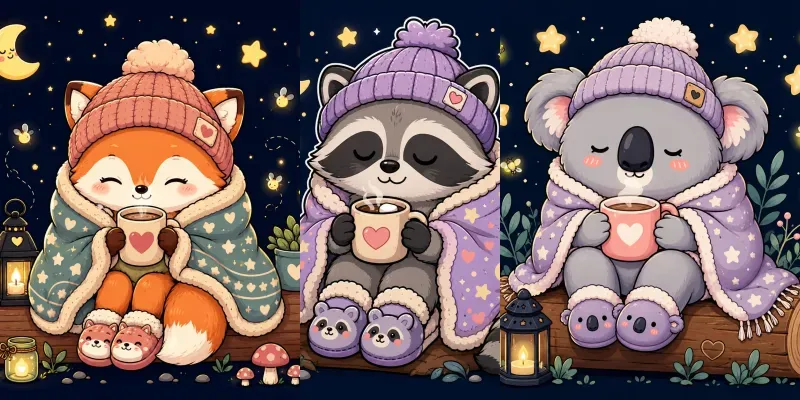 Cozy Cute Animal Illustrations generated by undefined