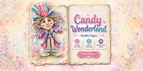 Alice In Candy Wonderland Double Pages generated by midjourney
