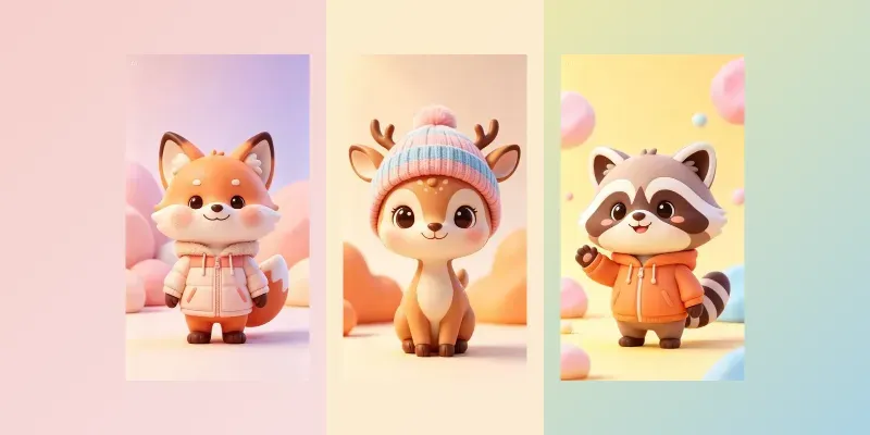 3D Cute Winter Animal Avatar Packs generated by undefined