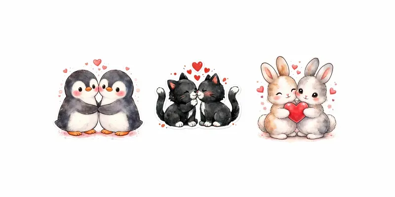 Romantic Animal Love Stickers generated by undefined