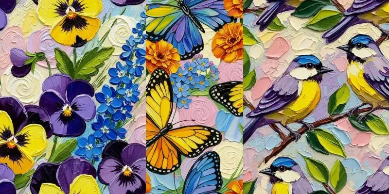 Vibrant Garden Impasto Seamless Patterns generated by undefined
