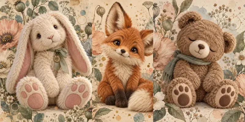 Whimsical Botanical Plush Animals generated by undefined