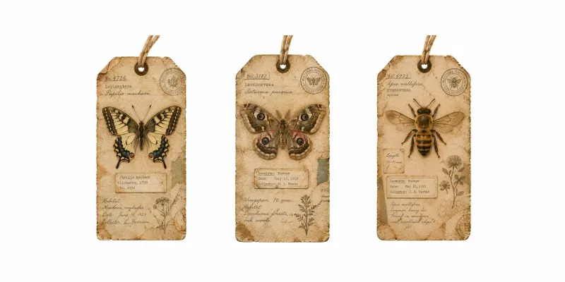 Vintage Insect Tag Ephemera