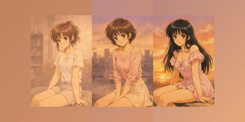 90s Beautiful Retro Anime Girl Portraits generated by undefined
