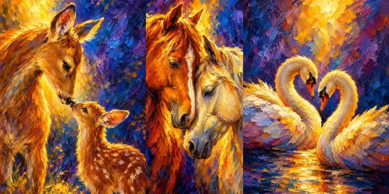 Luminous Expressionist Oil Animals