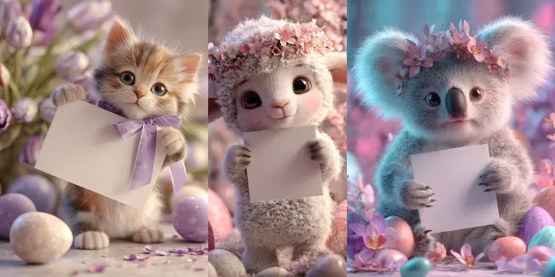 3d Cute Easter Animal Sign Holders