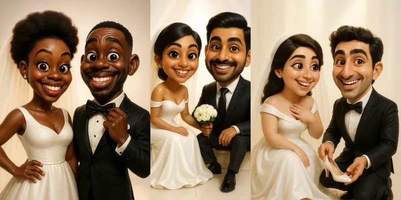 Diverse Wedding Caricature Packs generated by undefined