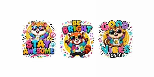 Cute Bubble Typography Animal Mascots generated by chatgpt-image