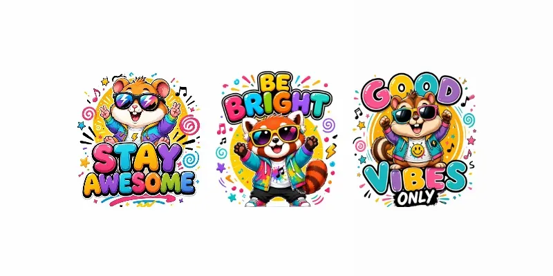 Cute Bubble Typography Animal Mascots generated by undefined