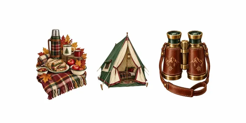 Preppy Autumn Camping Dolomites Clip Art generated by undefined
