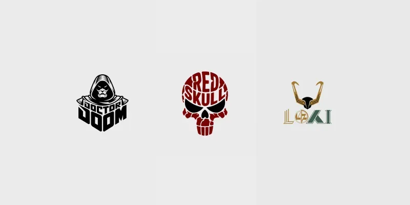Typographic Villain Face Logos generated by undefined