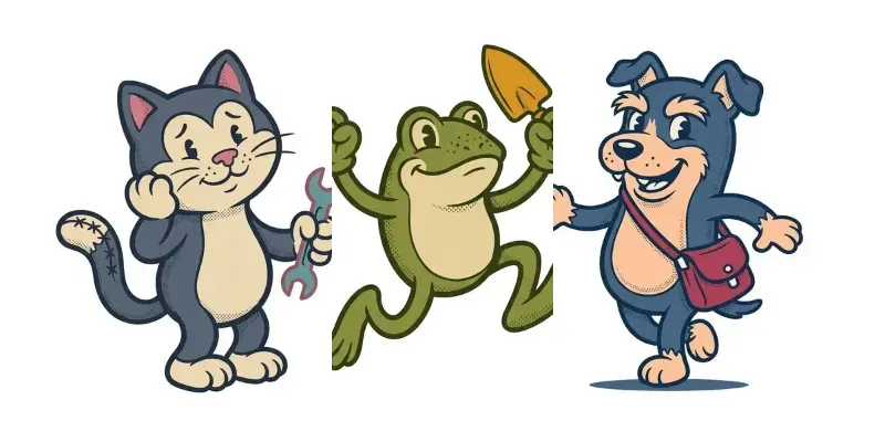 Retro Ink Mascot Character Art