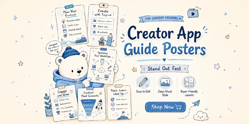 Creator Infographic App Guide Posters generated by undefined