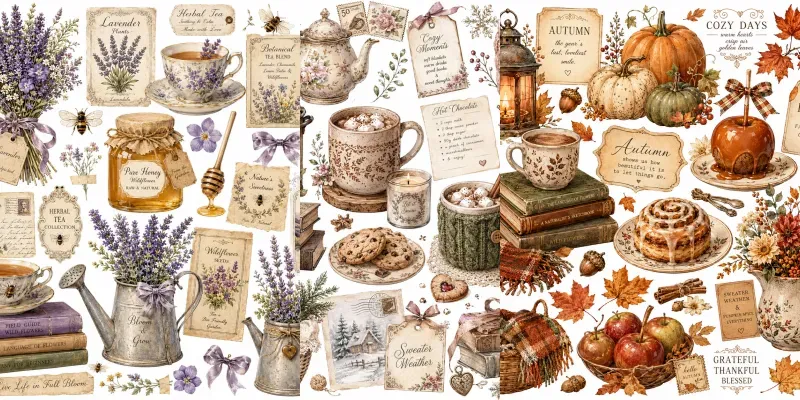 Cozy Cottagecore Collage Prints generated by undefined