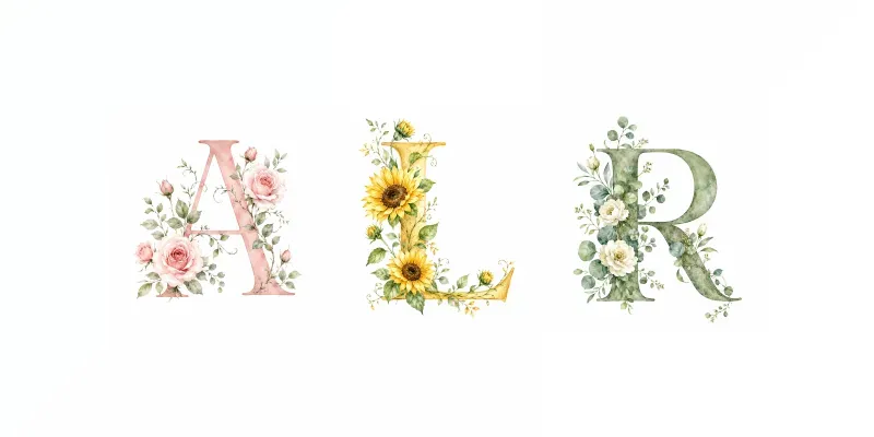 Watercolor Floral Alphabet Letters generated by undefined