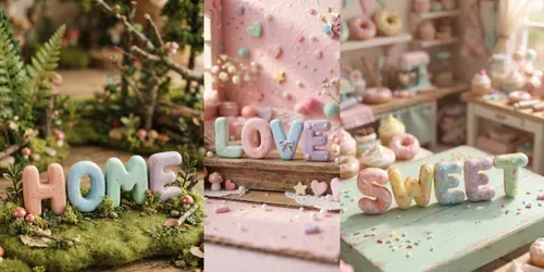 Miniature Pastel Clay Words generated by gemini-image
