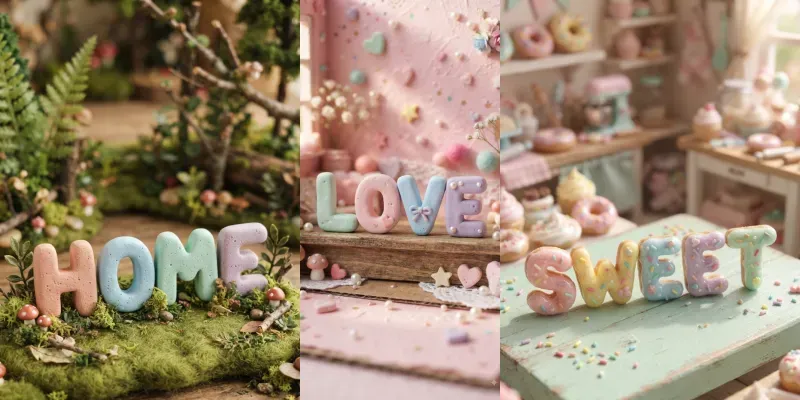 Miniature Pastel Clay Words generated by undefined